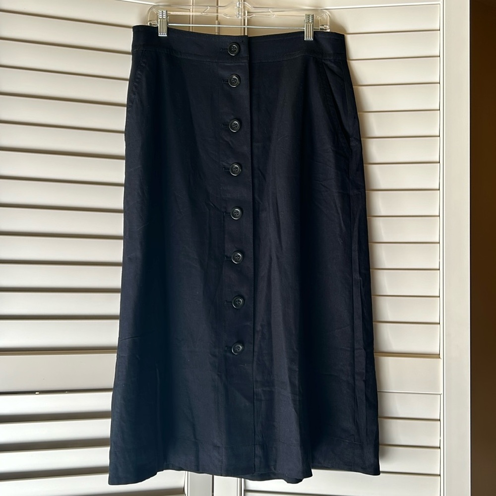Ann Taylor black linen midi skirt size 8 NWOT